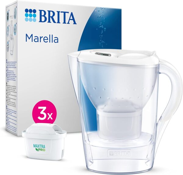 BRITA Marella Water Filter Jug White (2.4L) Starter Pack incl