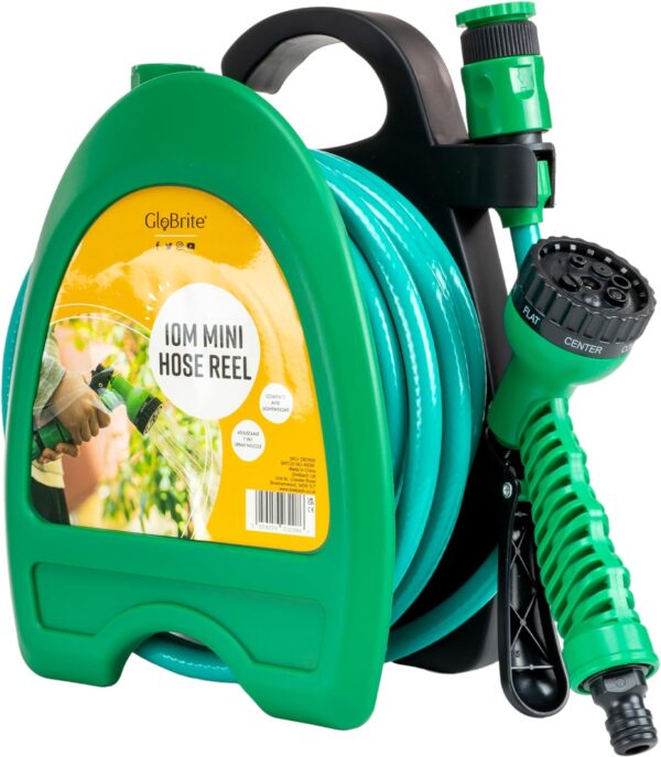 GloBrite Mini Hose Pipe Reel with 10M / 32 Feet Hosepipes