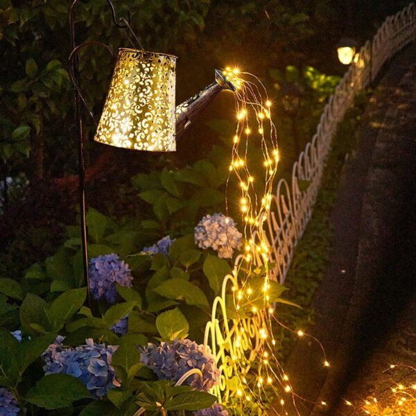 Solar Watering Can Garden Decorations Outdoor Waterproof Shower Lights